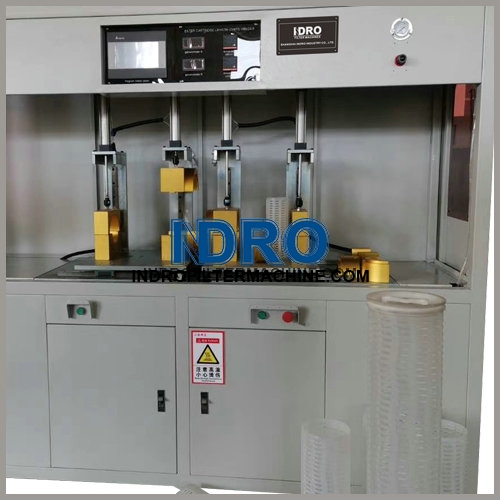 High flow pleated filter cartridge length connector welder-welding machine